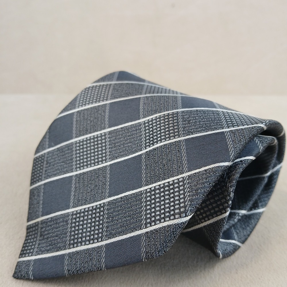 Venetto 4x60 Mens Tie‎ Polyester Geometric Jacquard Gray